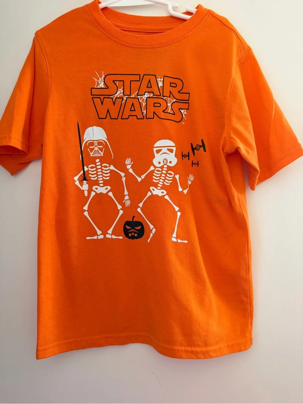 Star Wars Orange Kids T-Shirt with Skeleton Stormtrooper Design